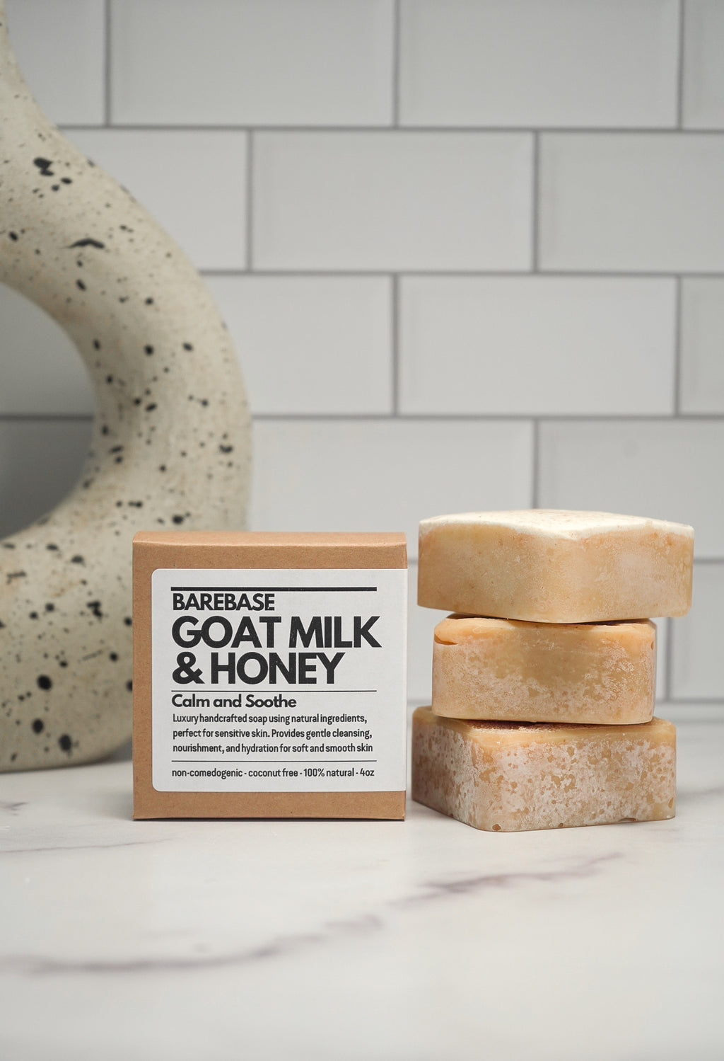 Stack of Barebase Goat Milk & Honey Coconut-Free Soaps
