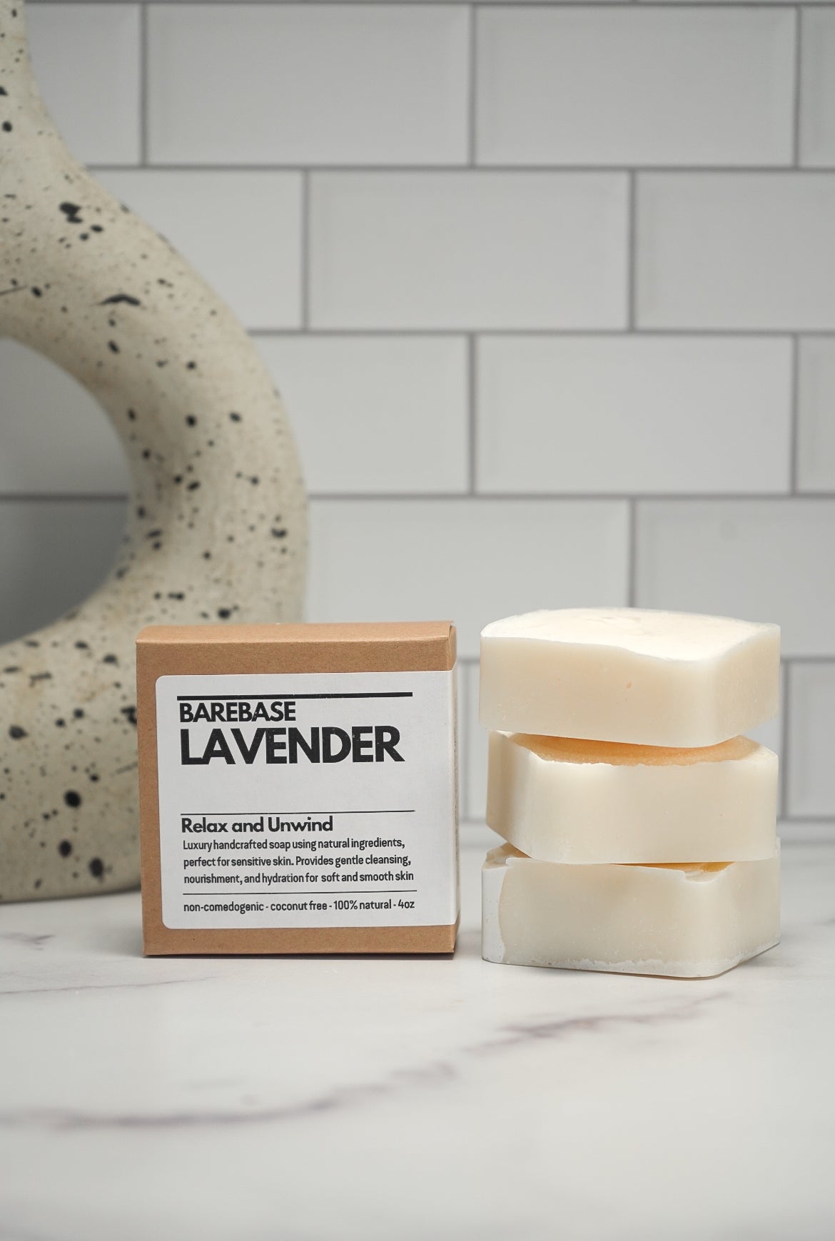 Barebase Lavender Soap Bar in eco-friendly packaging